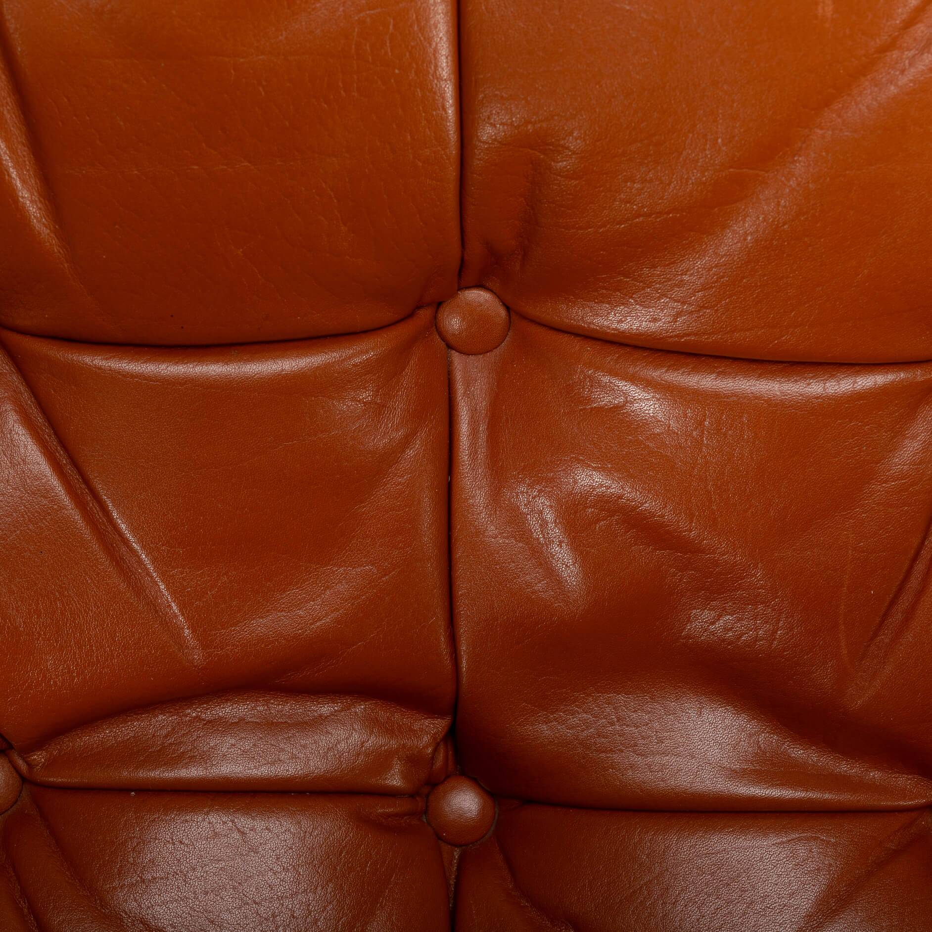 Cognac Leather Swivel chair, 1960s