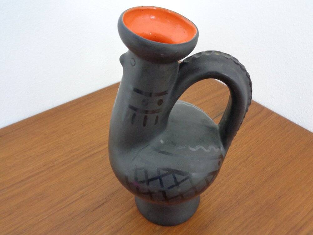 Studio Ceramic Rooster Carafe from Coperativa Oltul Miercurea-Ciuc, Romania, 1970s