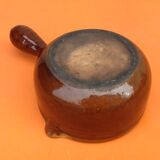 Glazed terracotta pan straight handle