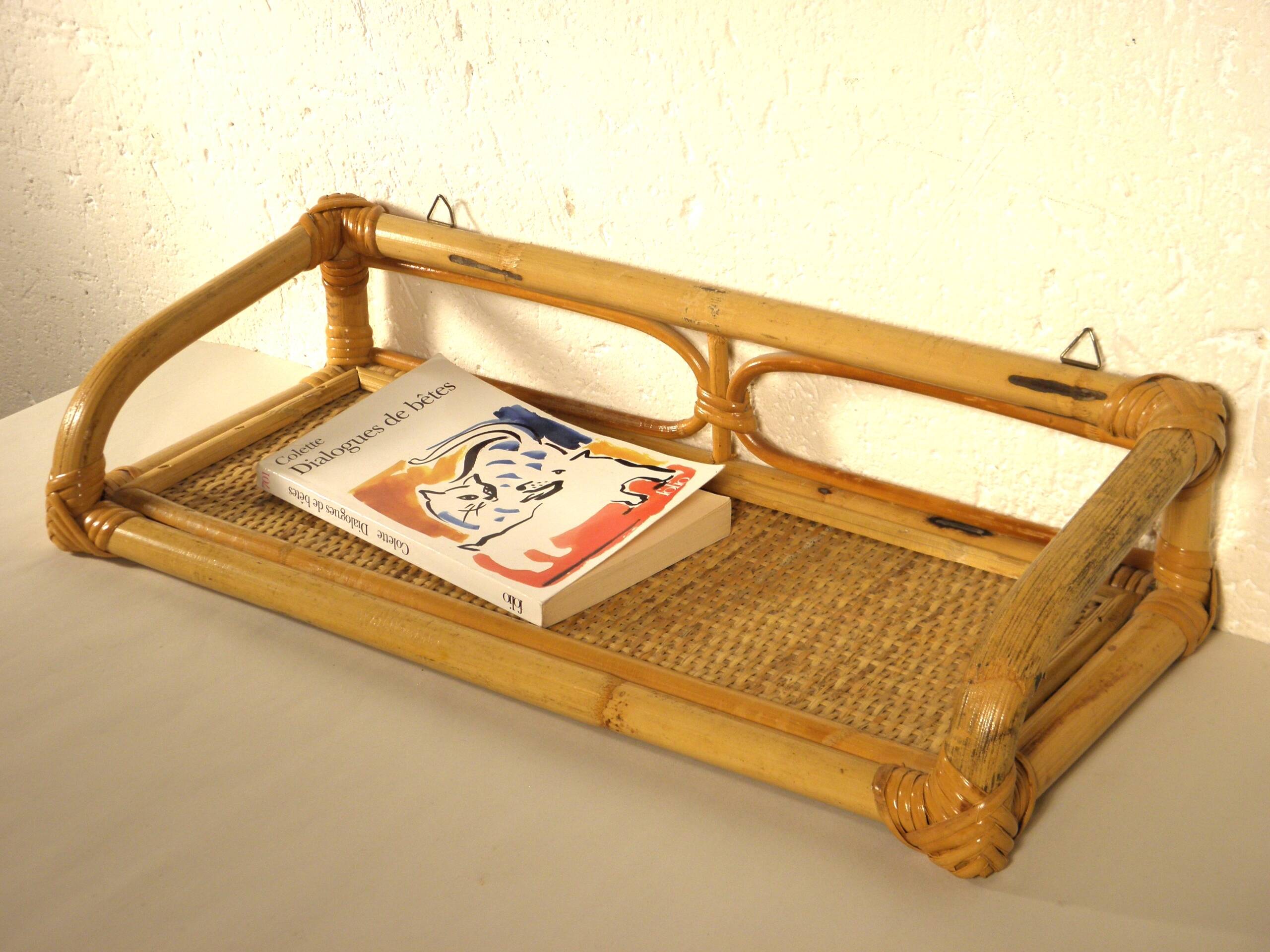 Etagère murale en rotin 45 x 20