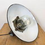 Black Enamel and Cast Iron Industrial Pendant Light, 1960s
