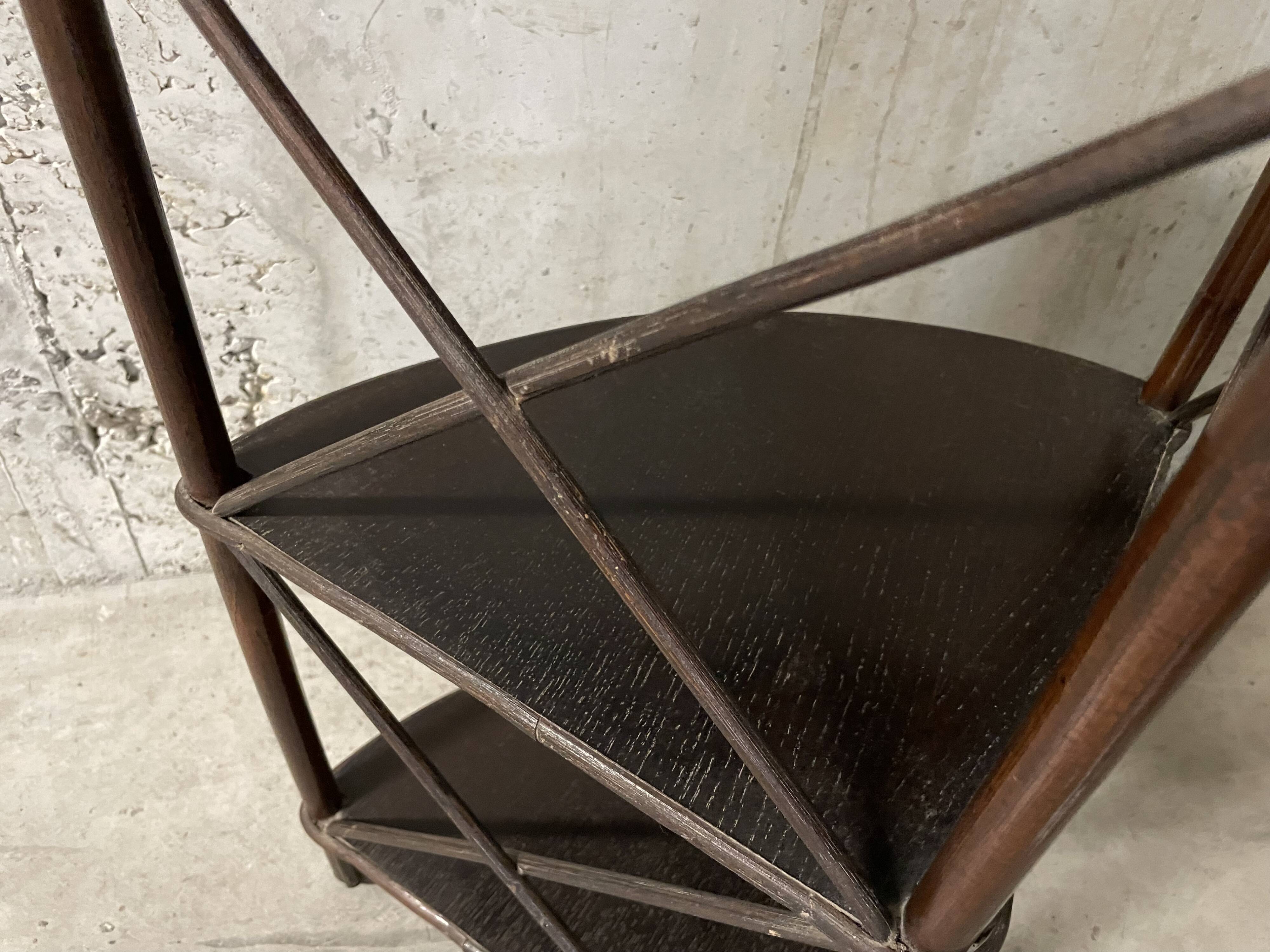 70s rattan corner cabinet