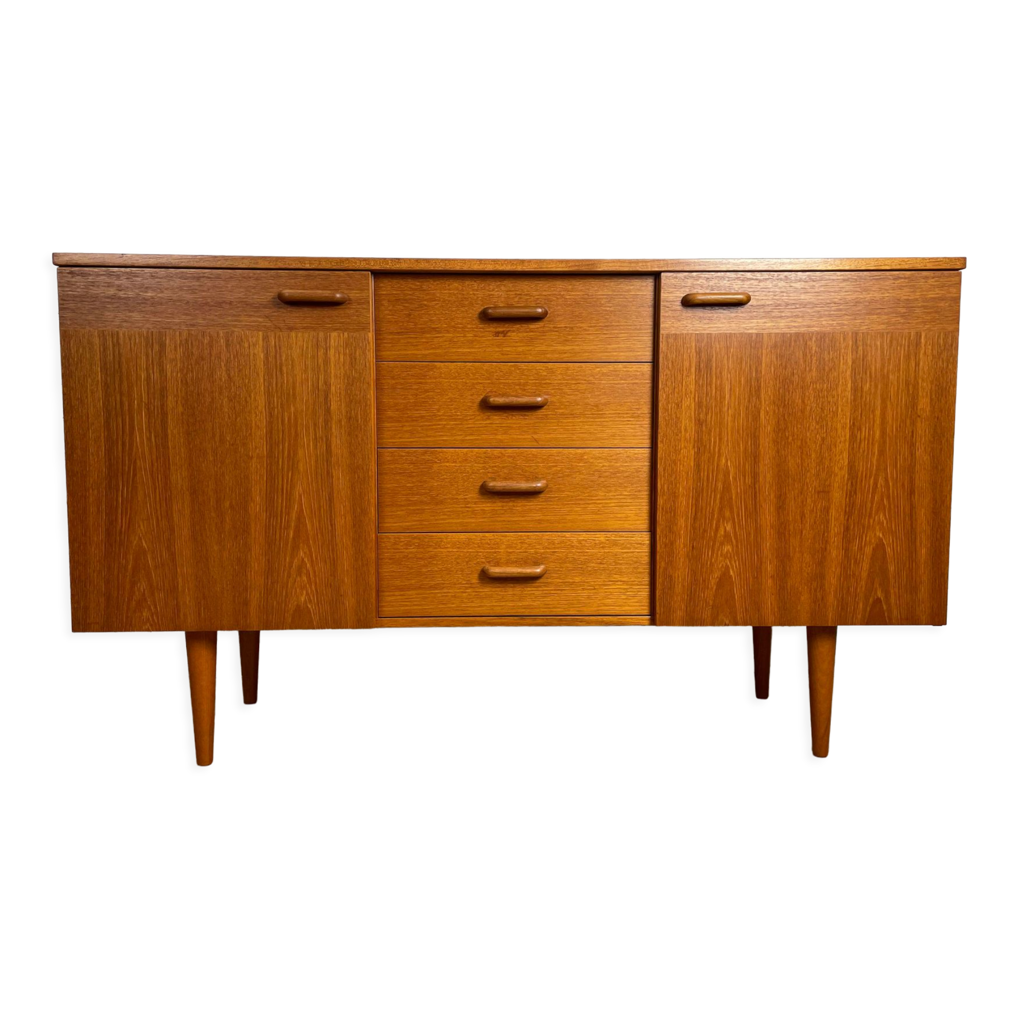 Mid-length Scandinavian teak sideboard, 60s