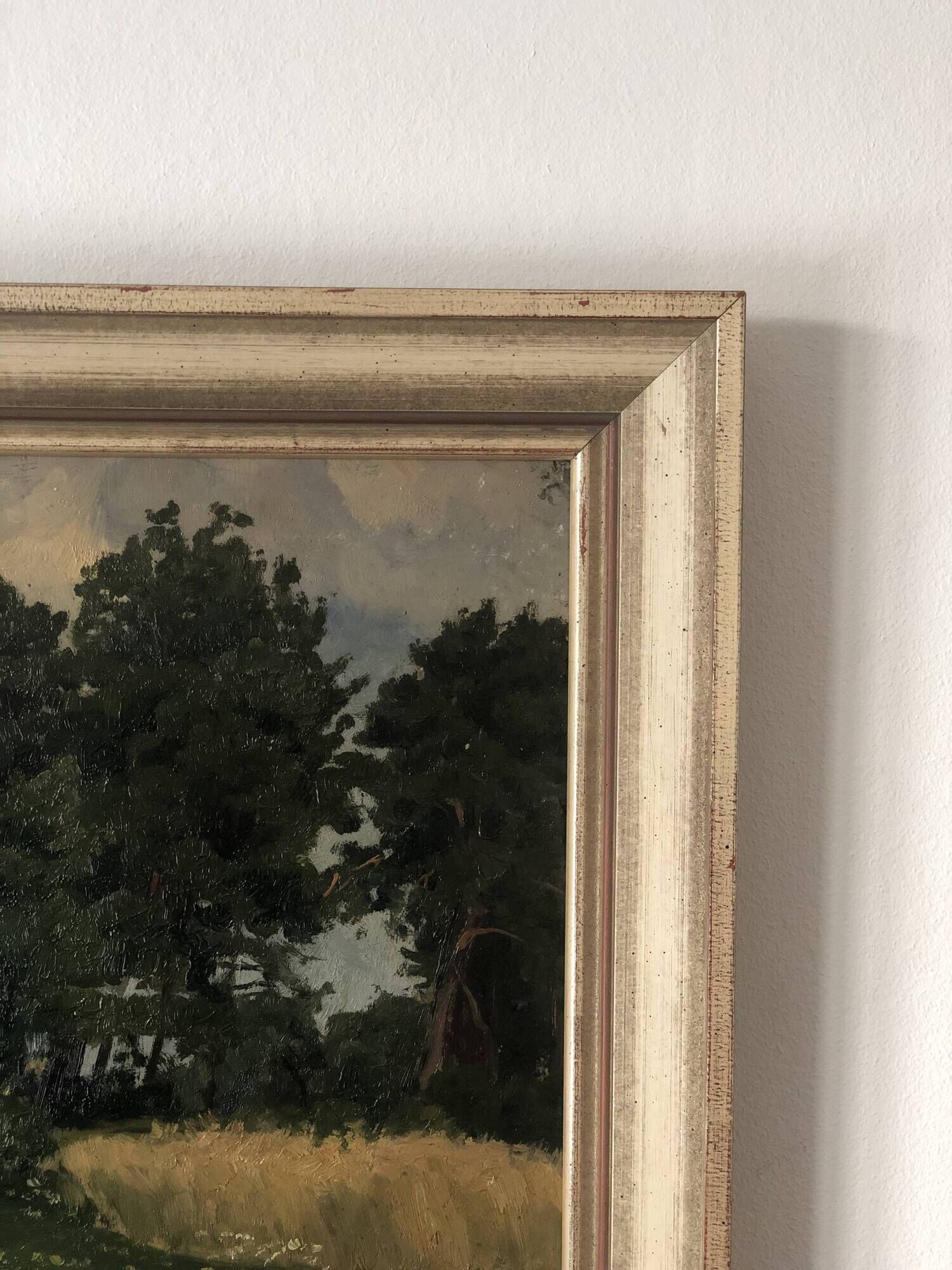 Vintage Original Landscape Oil Painting: Rowboat Nature Art