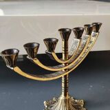 Jerusalem Menorah. Modernist style. In antique gold patinated brass. Dimensions: 15 x 20