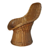 Fauteuil corbeille en osier pour enfant pour Rohe années 60 design Wim Den