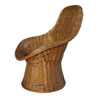Fauteuil corbeille en osier pour enfant pour Rohe années 60 design Wim Den