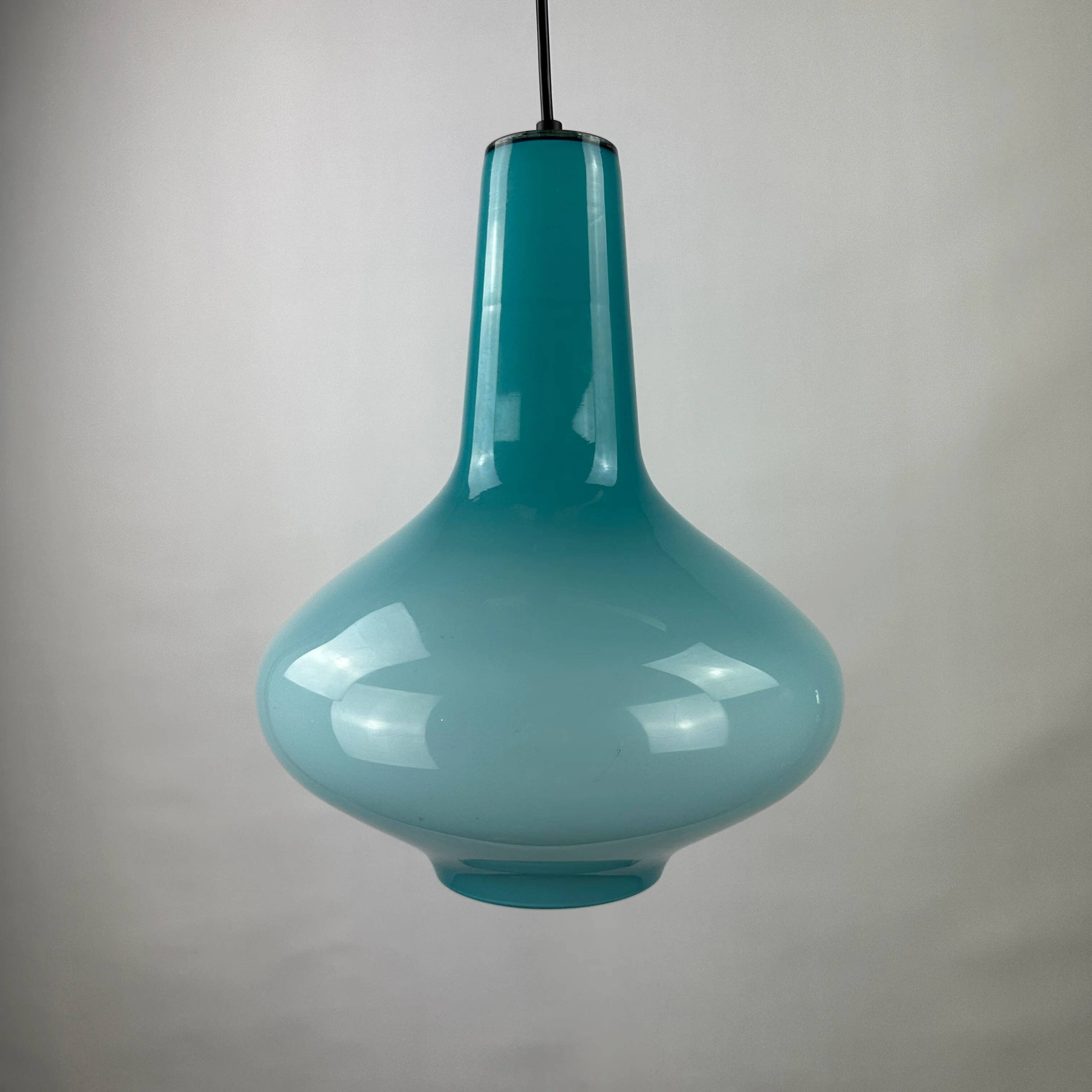 Light blue glass suspension by Massimo Vignelli for Venini, 1950