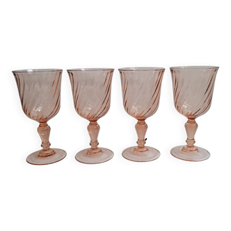 Set of 4 rose wine glasses
