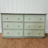 Vintage rattan chest of drawers and solid wood