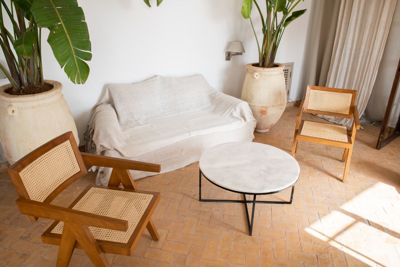 Ibiza white marble circular coffee table - 90 cm D