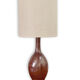 Lampe grès et jute tissée écrue