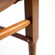 Rare 1990s safari stool with a teak frame and a seat made of brown saddle l