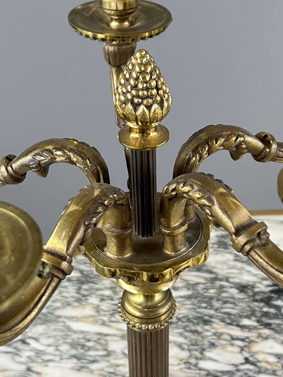 Pair of gilded bronze candelabra with 5 lights, Louis XVI style, 20th century.