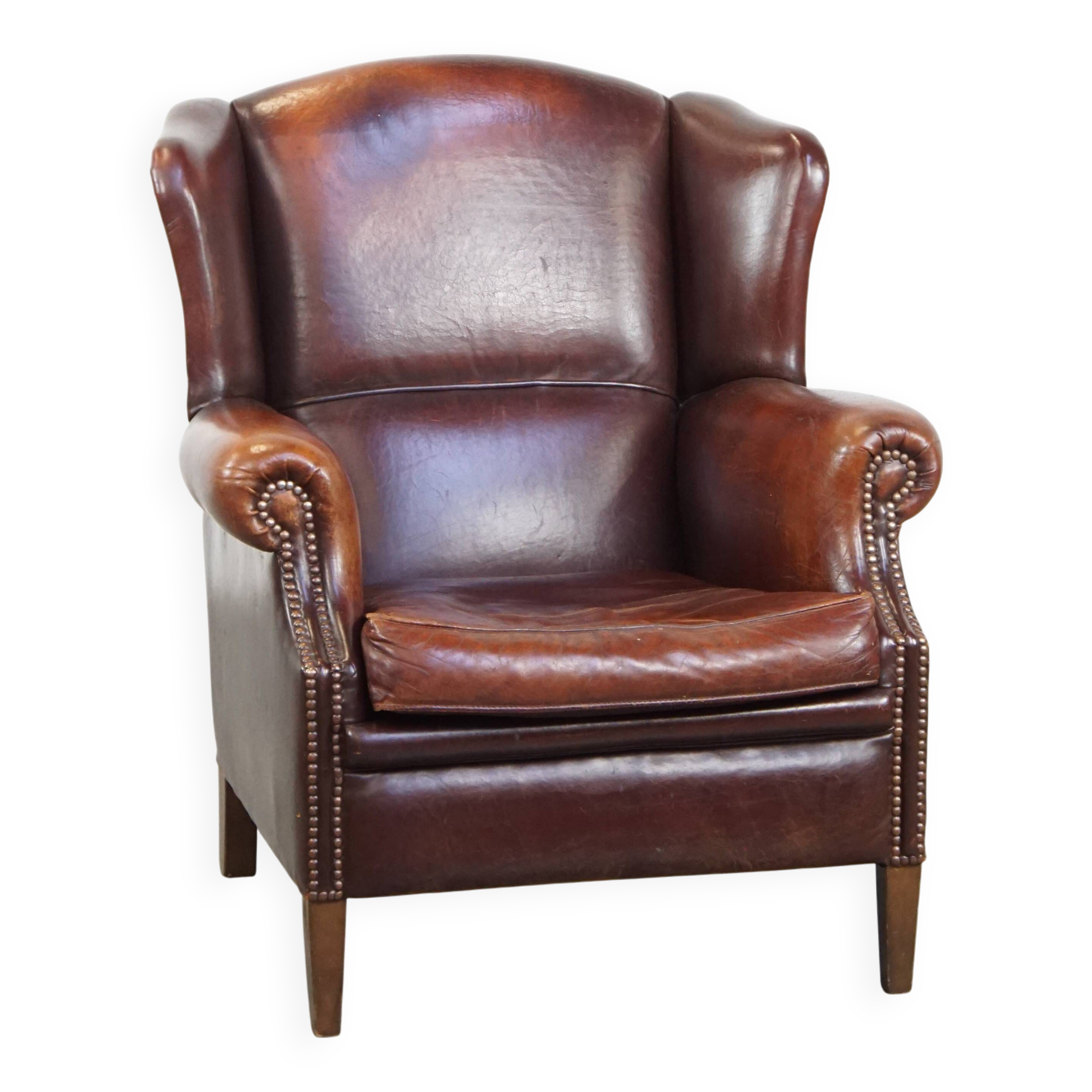 Vintage Sheepskin Wingback Chair