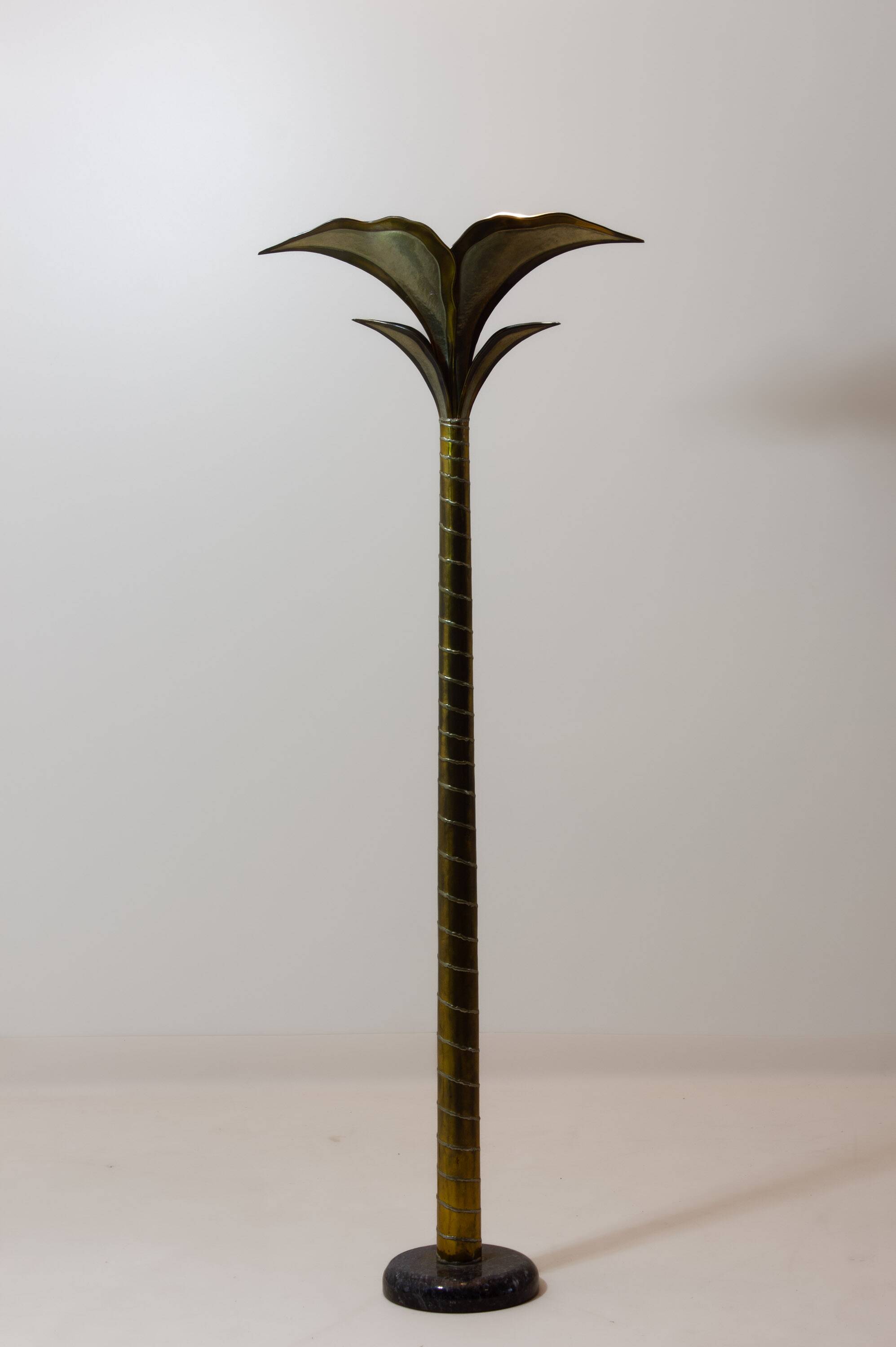 Rare brass palm floor lamp by Henri Fernandez, 1970s