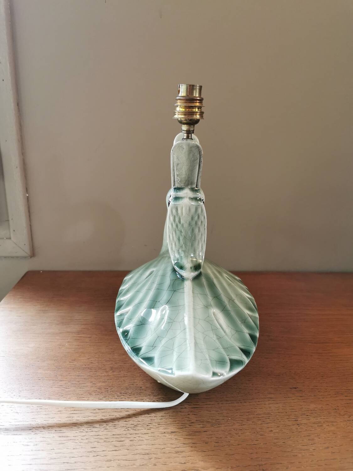 Vintage ceramic bird lamp base from Charolles