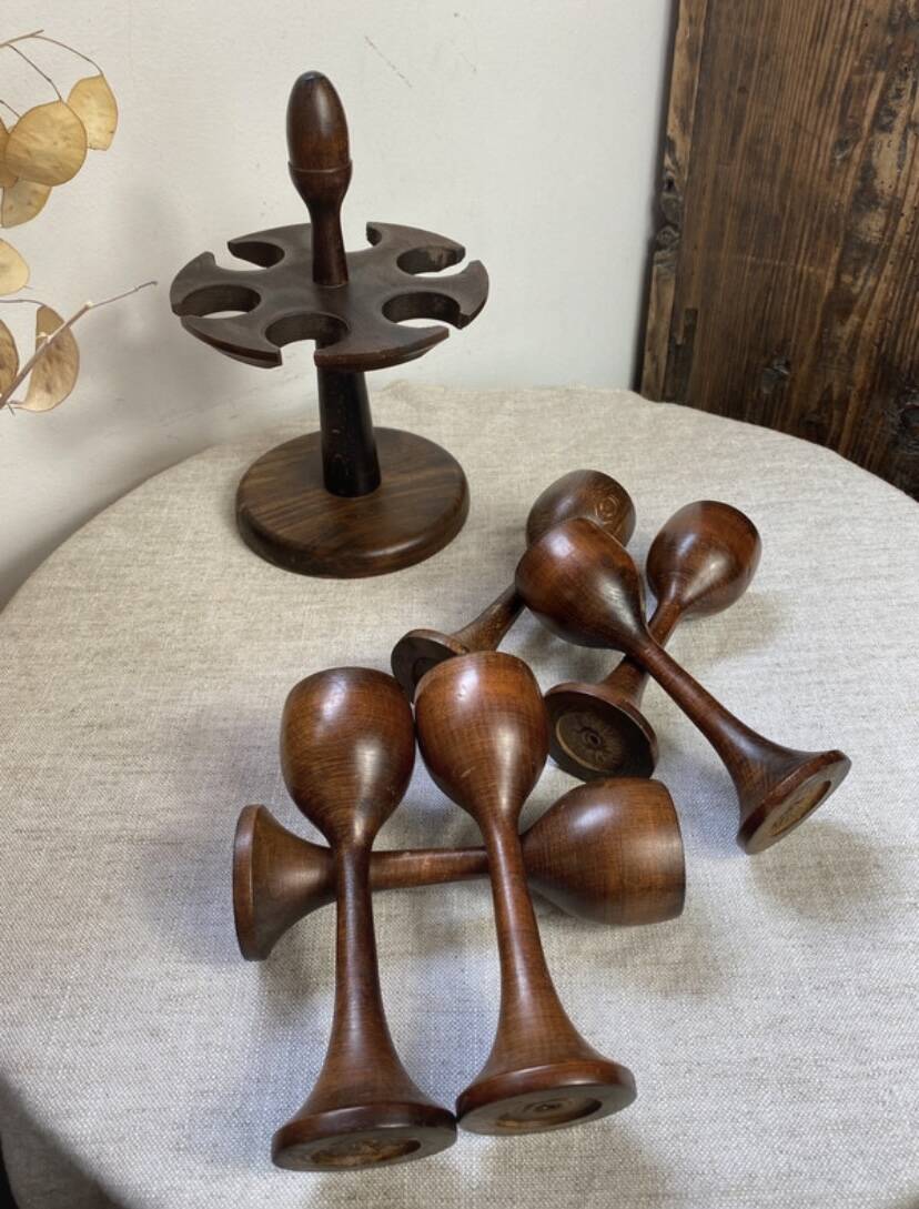 Wooden egg cups with stand