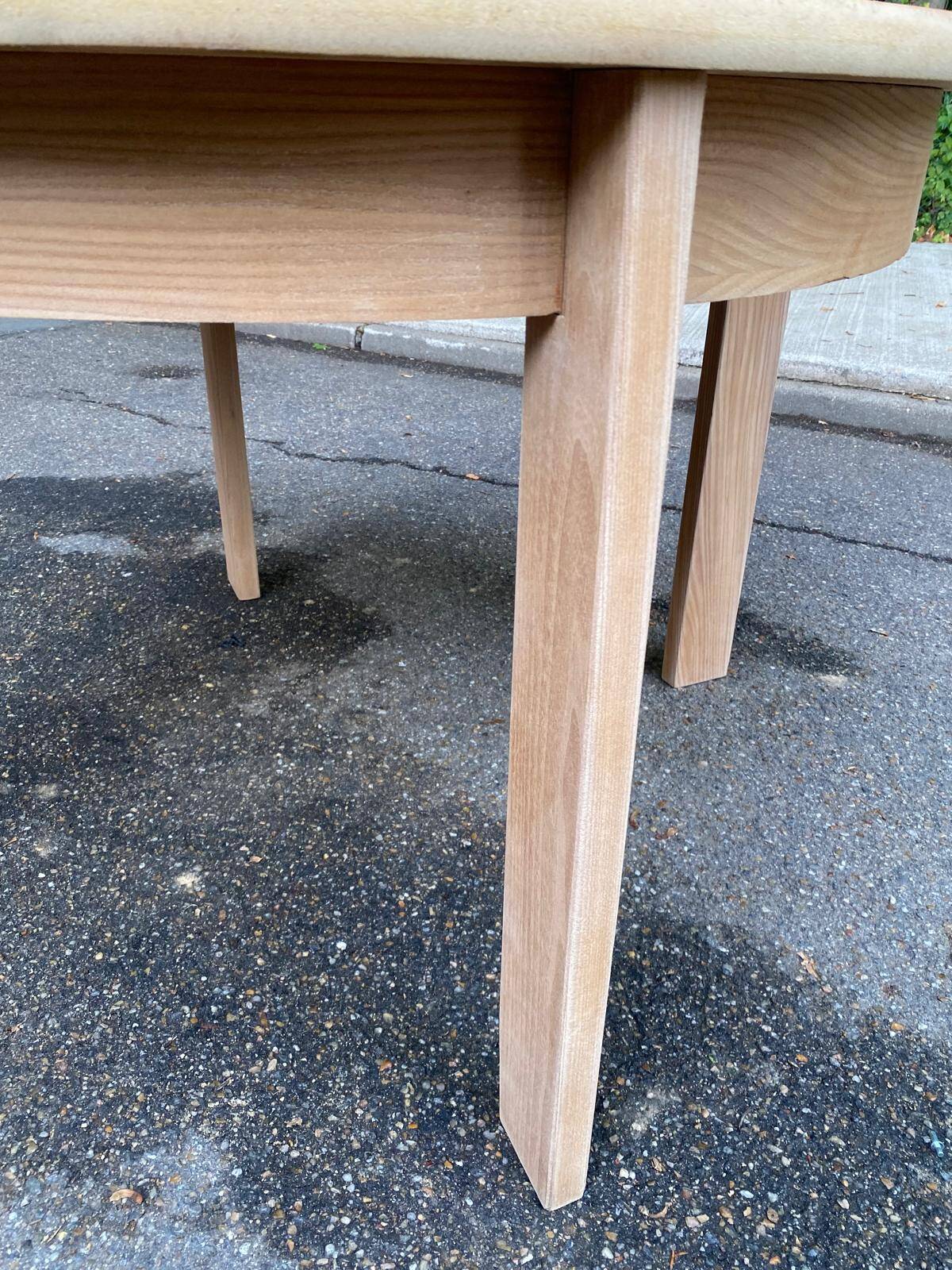 Scandinavian round extendable dining table stripped in raw oak 1980