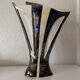Large vintage black and white vase in ceramic and signed, from the 60s