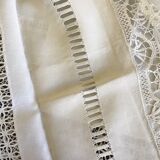 Embroidered white linen tablecloth, square