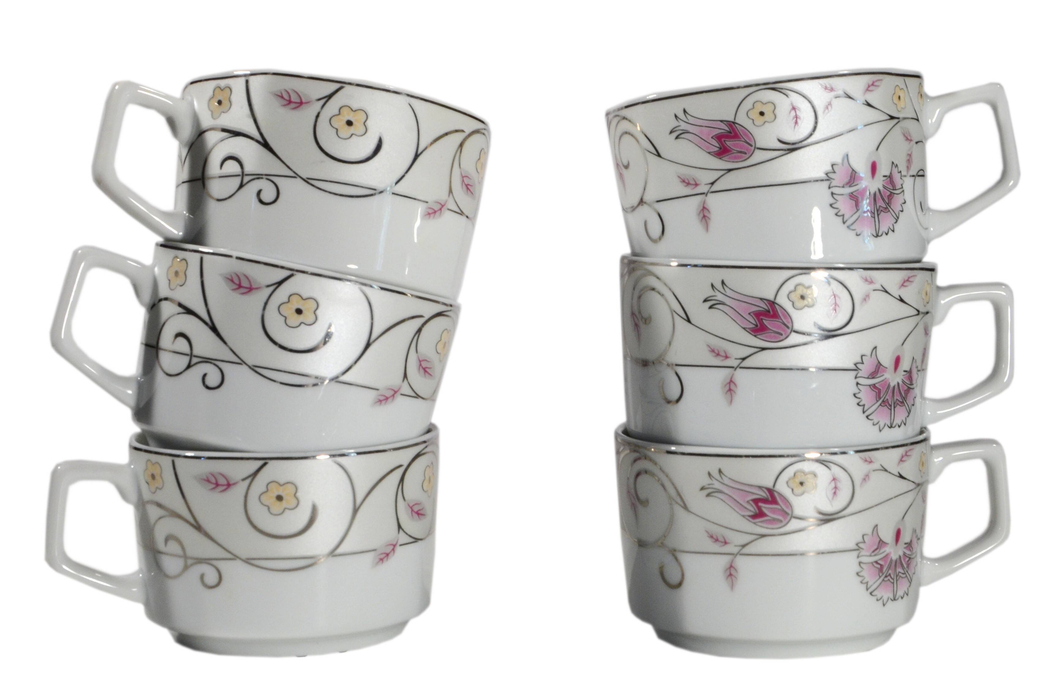 Flowered pink and silver cup, brand La rose des sables.