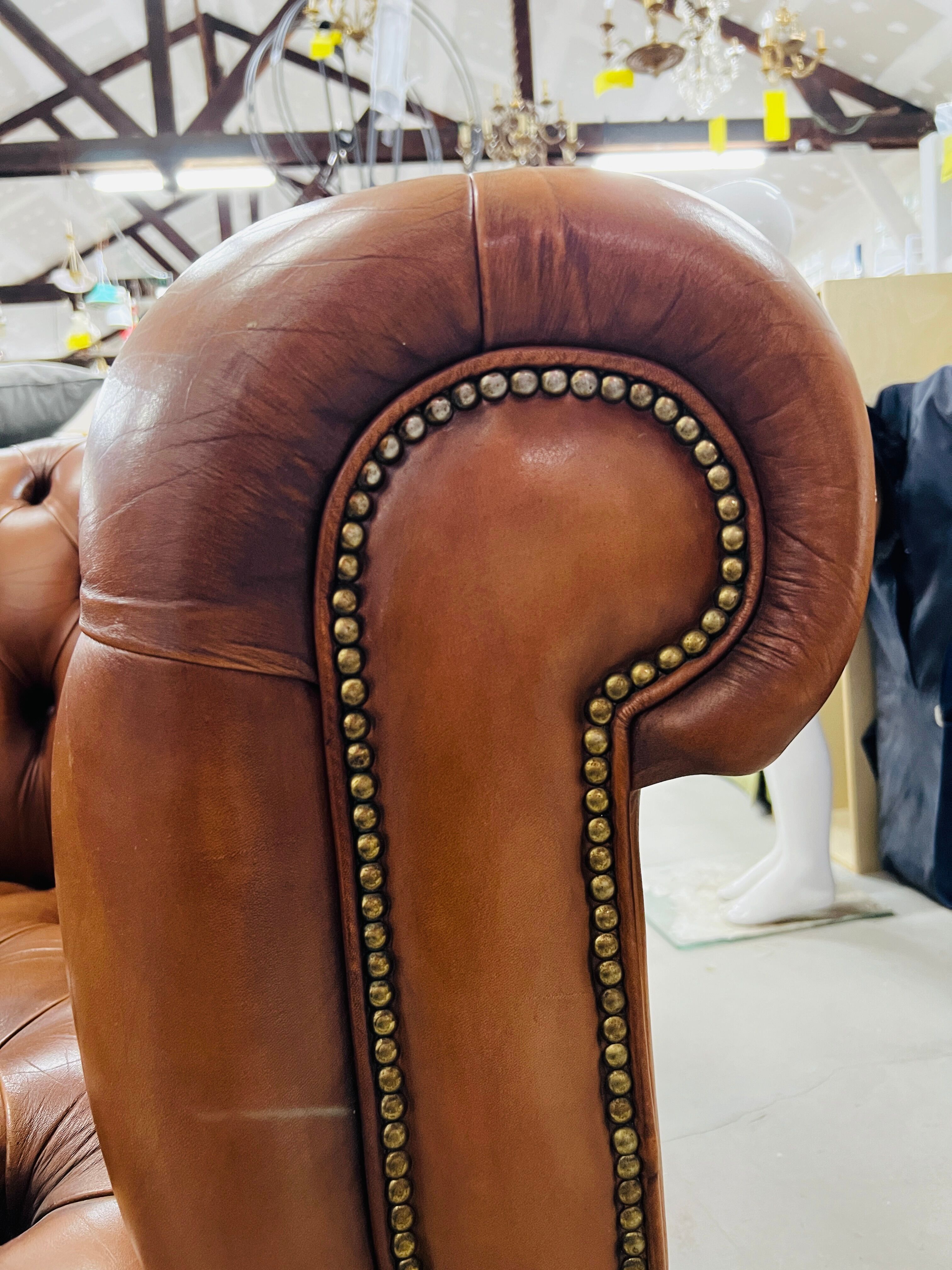 Chesterfield armchair in leather one place xl