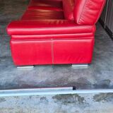 Chateau d'Ax red buffalo leather 3-seater sofa