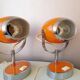 Pair of orange eye table lamps from the 70s space age