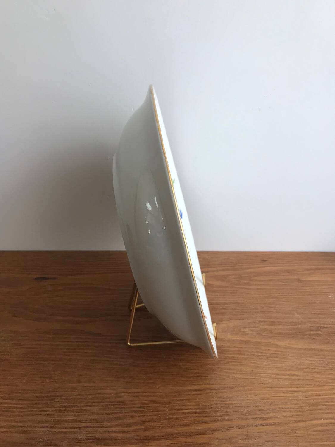 Round Hollow Dish in Limoges Porcelain Signed PCL Fleur