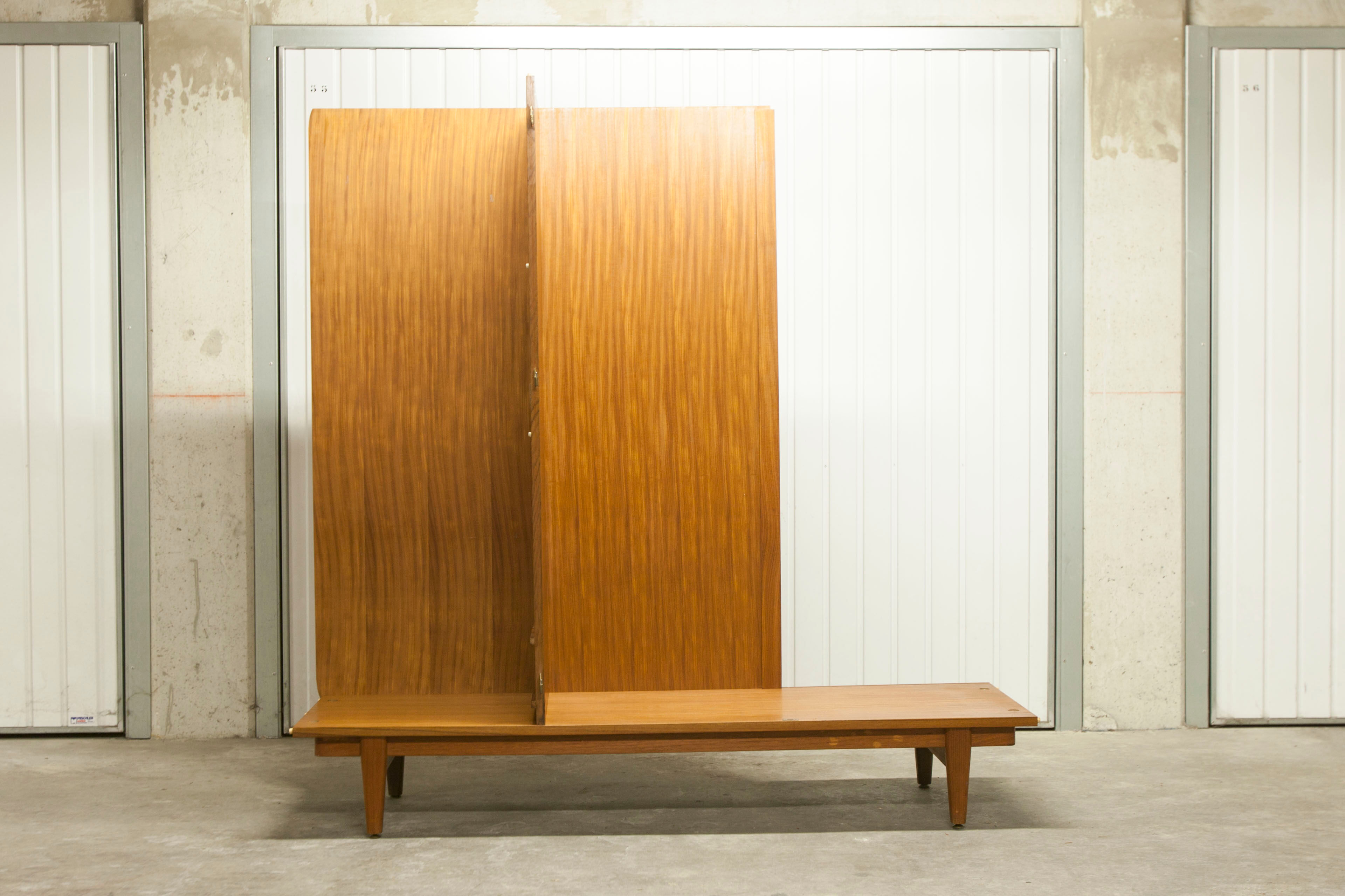Danish Scandinavian wardrobe signed Sven Ellekaer 1960 3 doors 2 drawers with mounting plan
