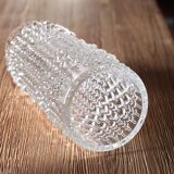 Vintage Clear Pressed Glass Vase: CandleWax Design, Czech Republic, 1972