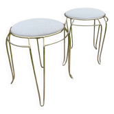 Paire de tabourets vintage 1960 en métal doré