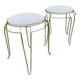 Pair of vintage 1960 stools in gold metal