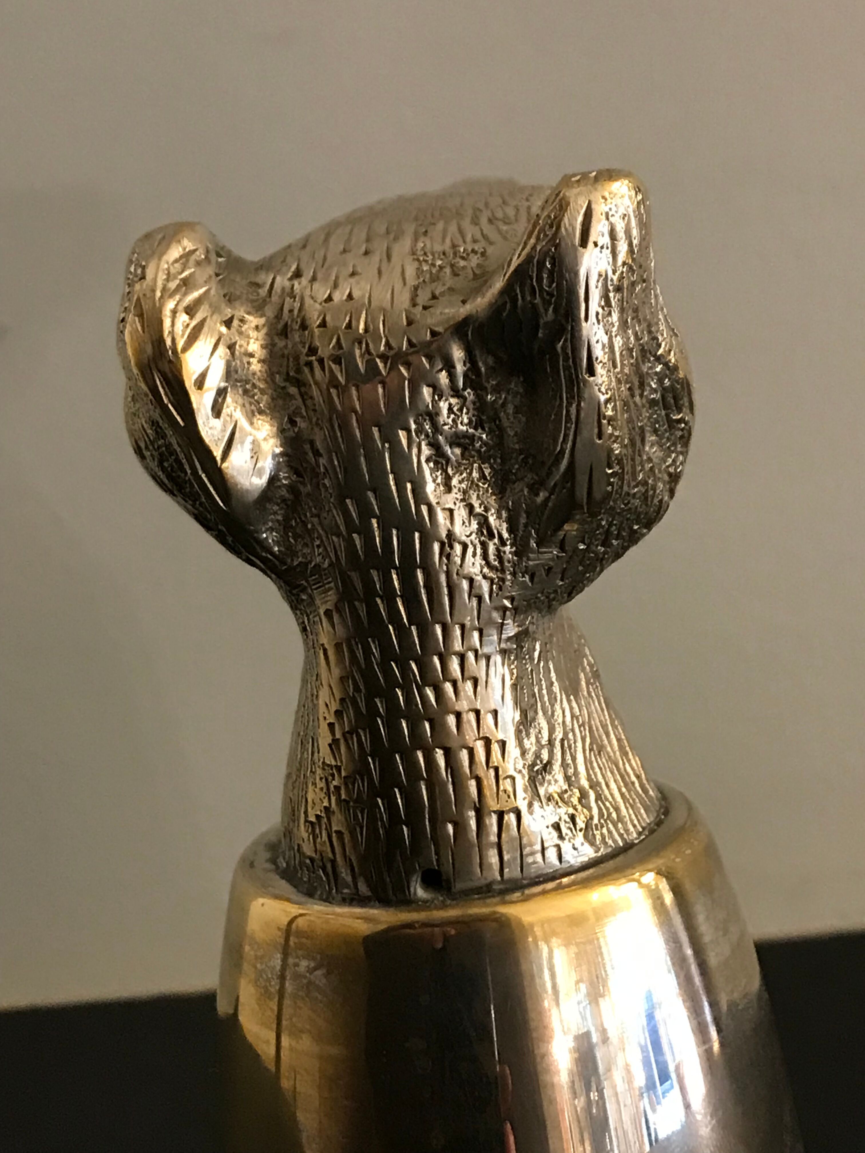 Calice or silver metal glass with dog's head 19th century