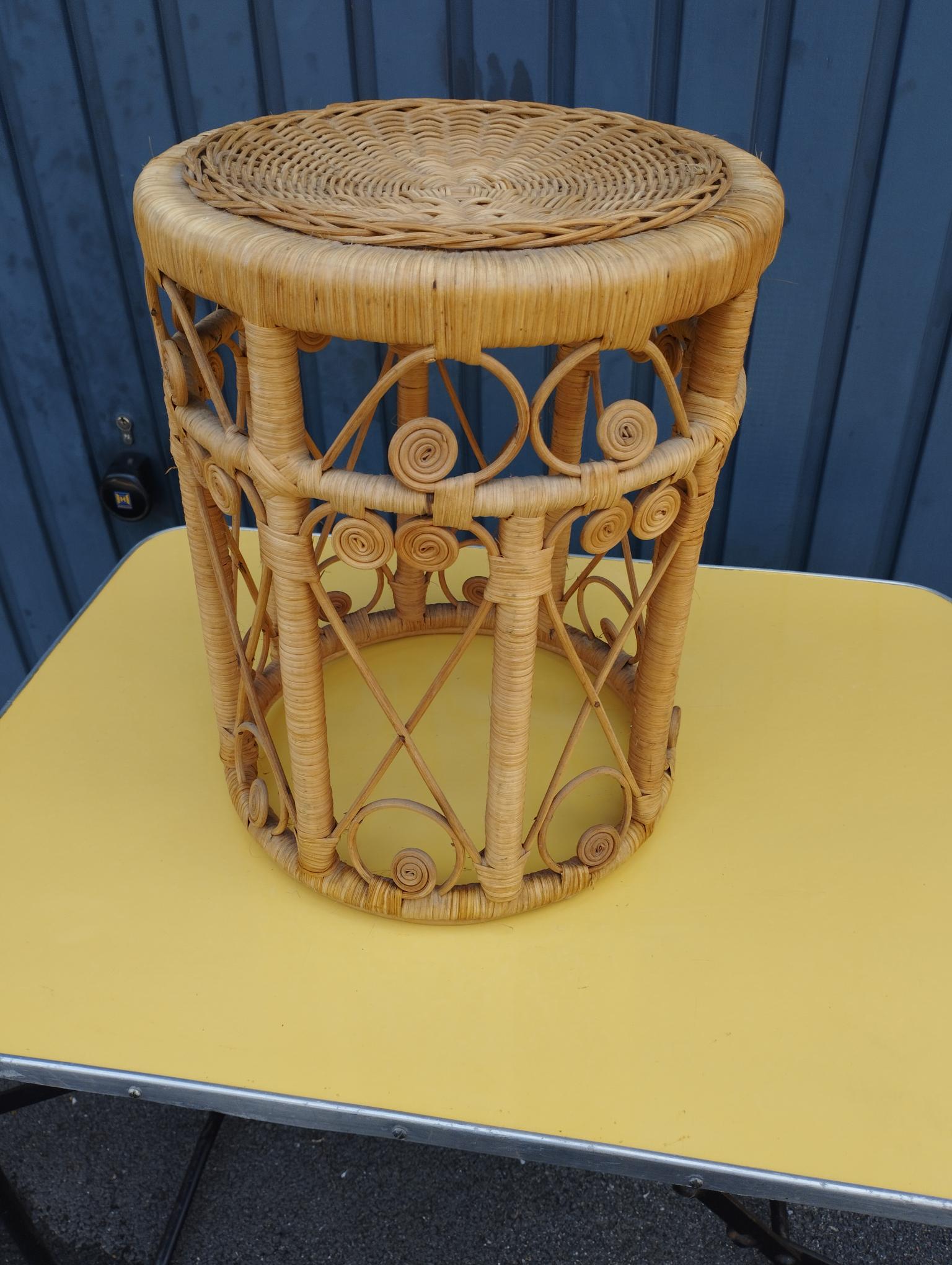 Peacok vintage bohemian chic rattan stool