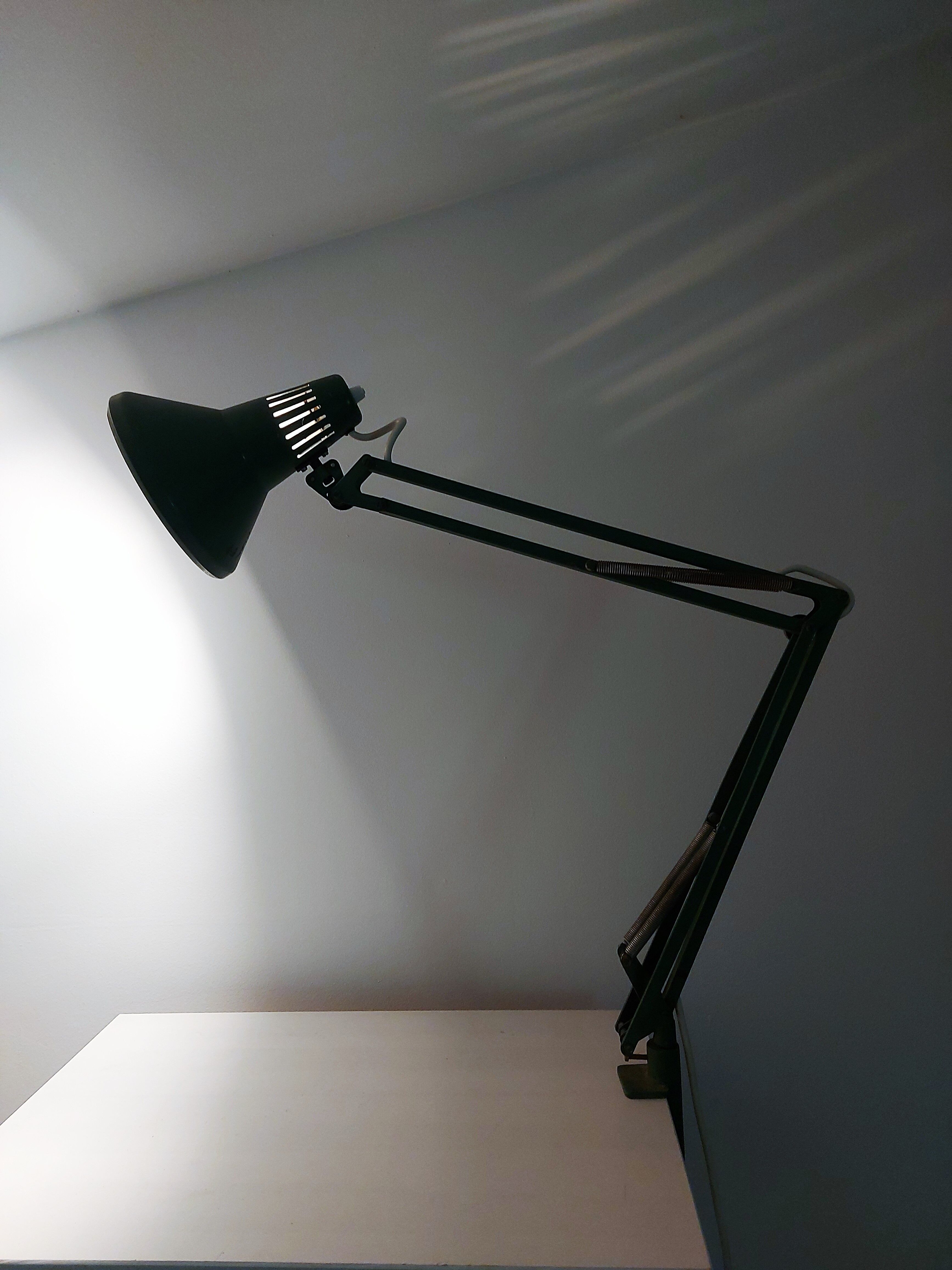 Architect Adjustable Green Swing-Arm Desk Lamp, 1970s
