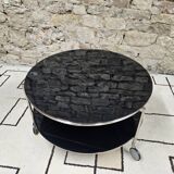 Strind vintage coffee table in black opal glass by Ehlen Johansson for Ikea
