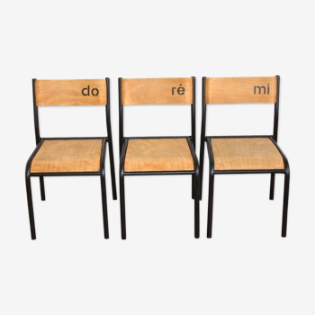 Trio of school chairs