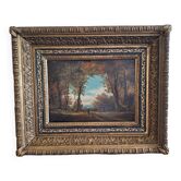 Painting 19th century oil on panel signed