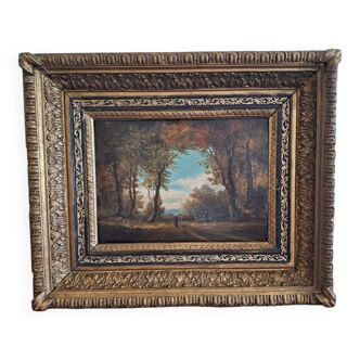 Painting 19th century oil on panel signed