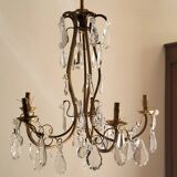Lustre ancien en laiton et cristal