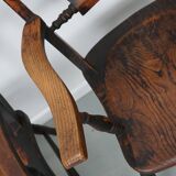 Paire de chaises Oxford anciennes, Windsor, dossier à lattes, fauteuil, orme, XIXe siècle