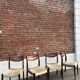 Lot of 4 vintage Scandinavian chairs in wood and golden fabric.