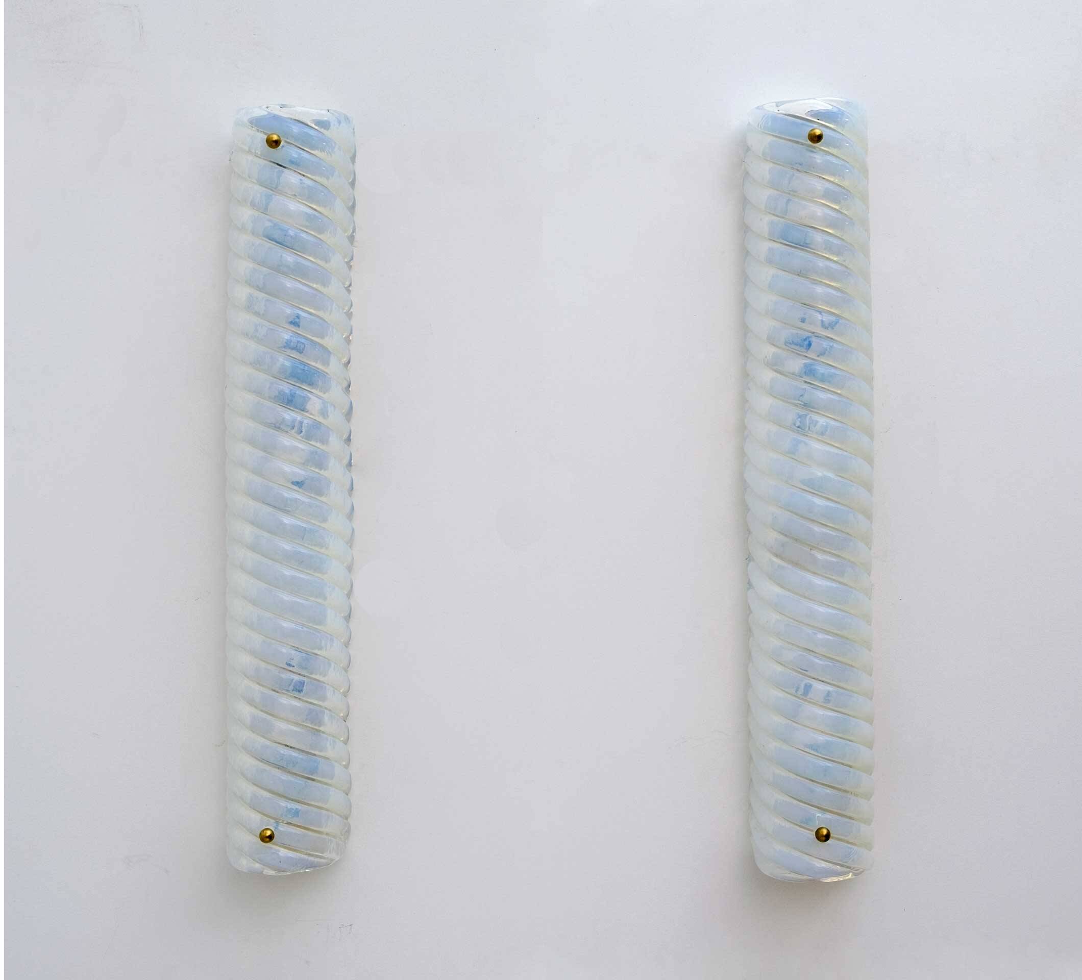 Modern Italian Murano Glass Iridescent Milk Wall Sconces, 80s