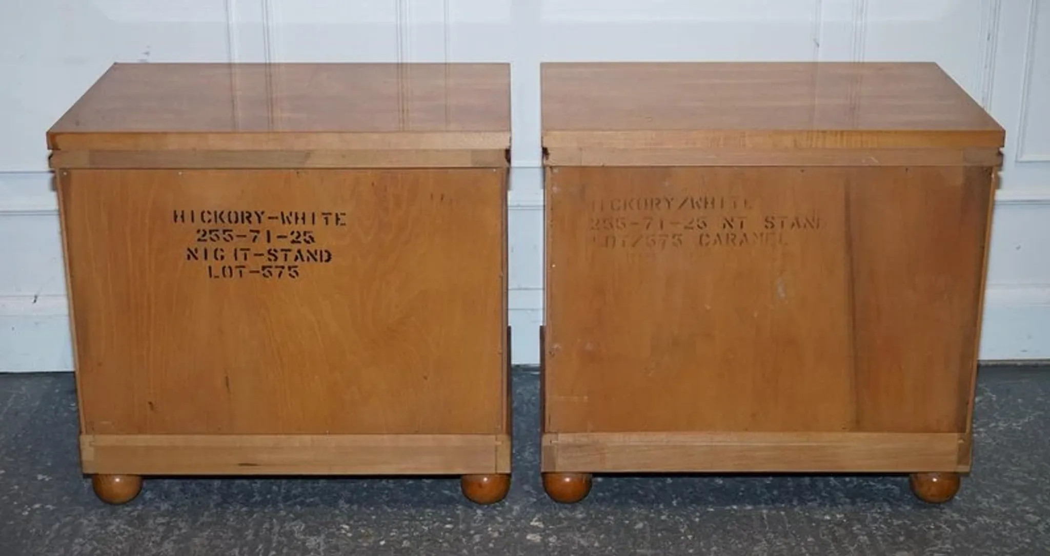 White Genesis Biedermeier Style Bedside Tables by American Hickory, Set of 2