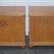 White Genesis Biedermeier Style Bedside Tables by American Hickory, Set of 2