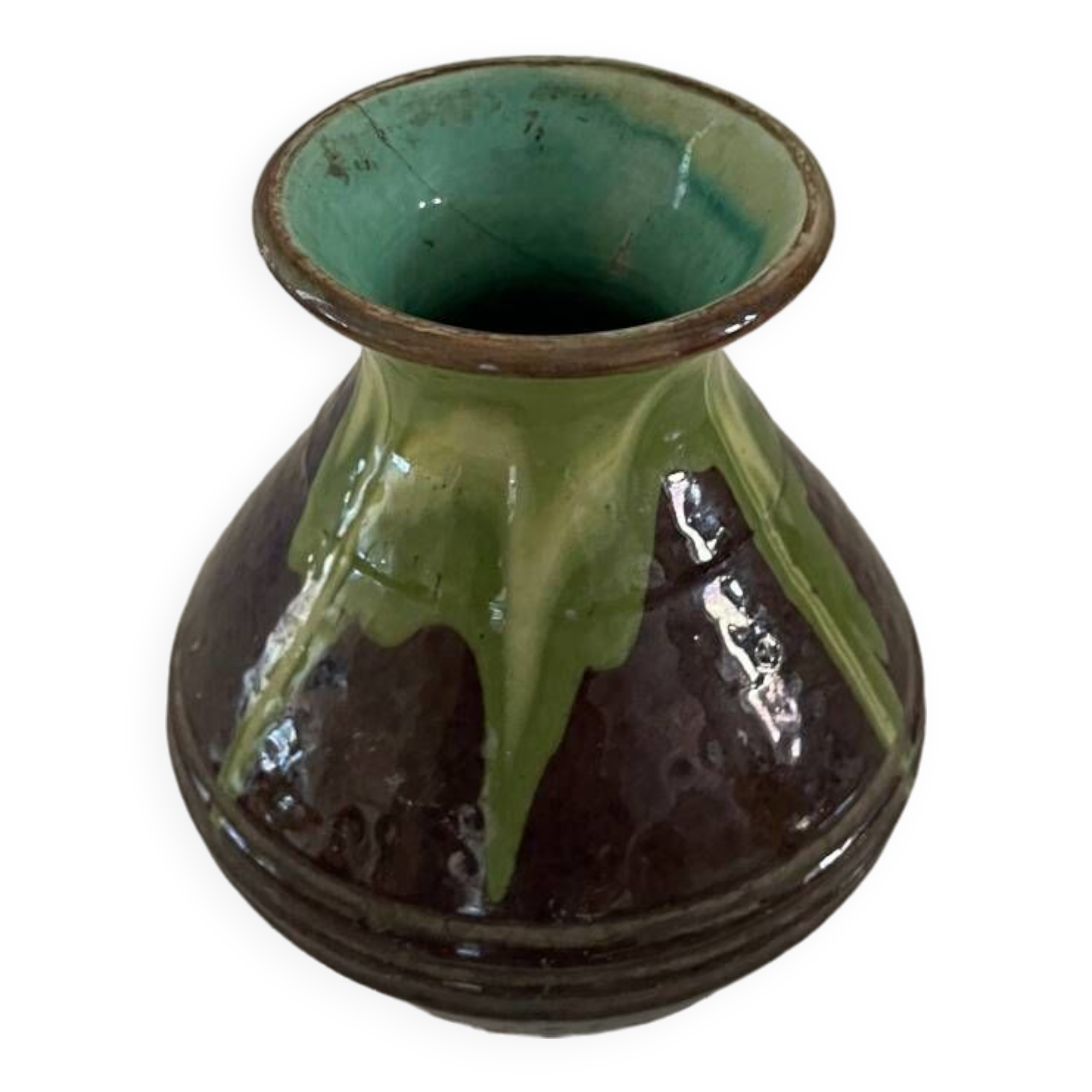 Vase lava vert et marron