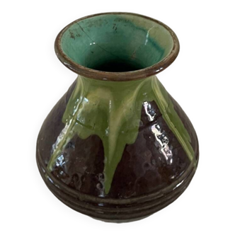 Green and brown lava vase