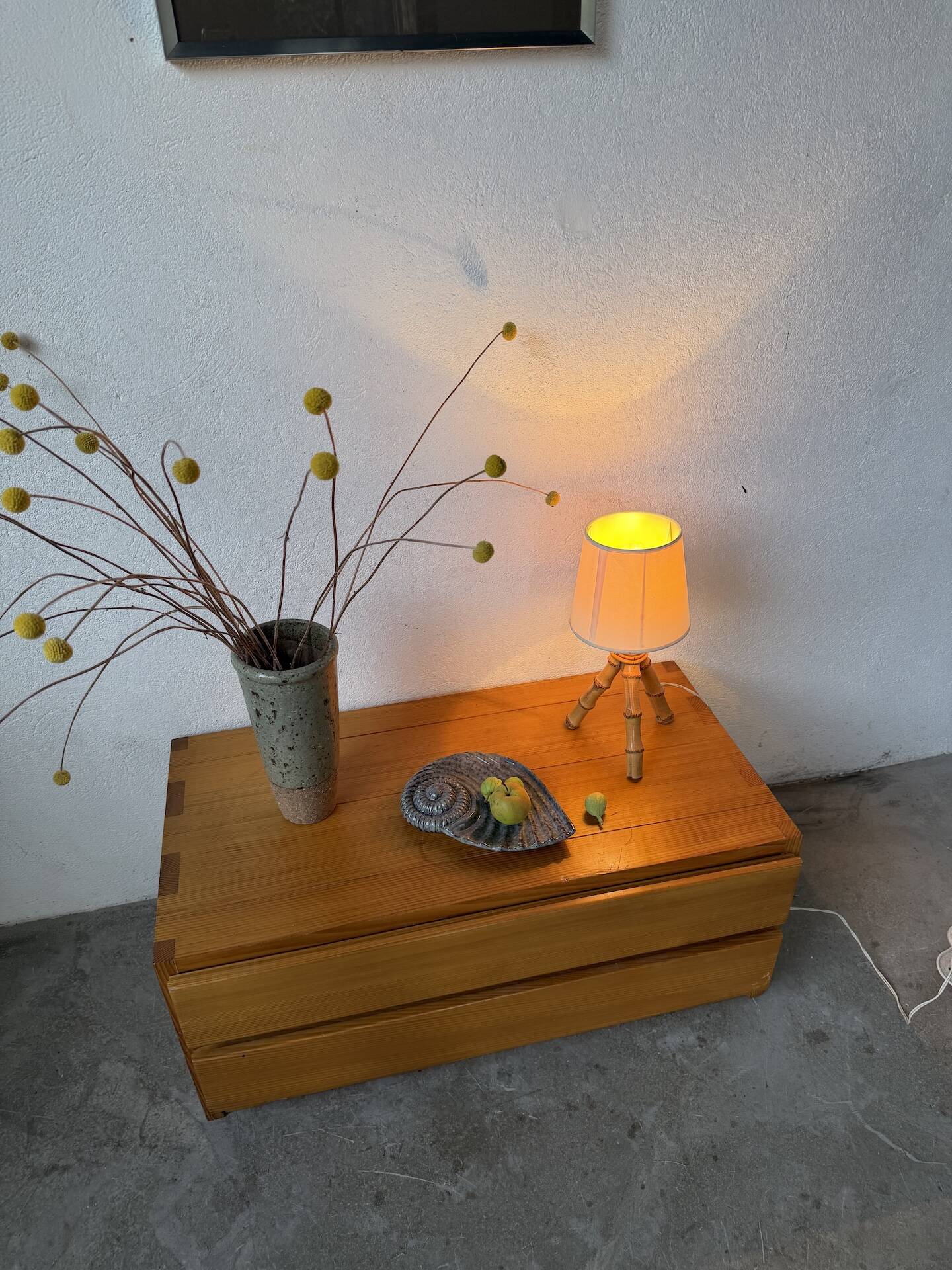 1960s rattan desk or table lamp